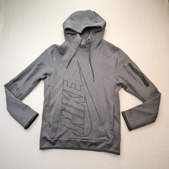 Nike Men's Tech Fleece Pullover Graphic Hoodie Anthracite Gray Sz S - Picture 8 of 15